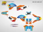 Наклейки на кросс-эндуро мотоцикл KTM EXC 2008, 2009, 2010, 2011 Серия GoPro Light | MX Graphics мото-графика