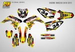Наклейки на кроссовый мотоцикл Suzuki RMZ250 2010, 2011, 2012, 2013, 2014, 2015, 2016, 2017, 2018 Серия Scratch | MX Graphics мото-графика