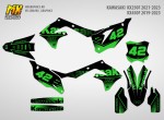 Наклейки на мотоцикл кроссовый Kawasaki KX450F 2019, 2020, 2021, 2022, 2023 KX250F 2021, 2022, 2023. Серия Green dots | MX Graphics мото-графика