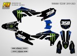 Наклейки на кроссовый мотоцикл Yamaha YZ250F 2019, 2020, 2021, 2022. Серия Monster Racing 22 | MX Graphics мото-графика