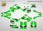 Наклейки на мотоцикл Kawasaki KLX 250 1998, 1999, 2000, 2001, 2002, 2003, 2004. Серия Laconic Green | MX Graphics мото-графика