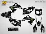 Наклейки на мотоцикл Kawasaki KX450F 2009, 2010, 2011. Серия Black Monster | MX Graphics мото-графика