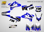 Наклейки на мотоциклы Yamaha YZF 250-450 2002, 2003, 2004, 2005. Серия Blue Neon | MX Graphics мото-графика