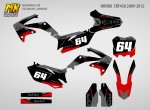 Наклейки на кроссовый мотоцикл Honda CRF-450 2009, 2010, 2011, 2012. Серия RedBull Gray | MX Graphics мото-графика