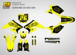 Наклейки на мотоцикл Suzuki RMZ-250 2004, 2005, 2006. Серия Black Yellow | MX Graphics мото-графика