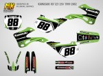 Наклейки на мотоцикл Kawasaki KX-125 KX-250 1999, 2000, 2001, 2002. Серия Scratch | MX Graphics мото-графика