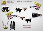 Наклейки на мотоцикл Kawasaki KX-125 KX-250 1999, 2000, 2001, 2002. Серия SplitFire | MX Graphics мото-графика