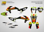 Наклейки на эндуро и кроссовый мотоцикл KTM SX-SXF 2019, 2020, 2021, 2022 EXC 2020, 2021, 2022, 2023. Серия Green Fire | MX Graphics мото-графика