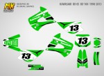 Наклейки на мотоцикл Kawasaki KX-85 1998, 1999, 2000, 2001, 2002, 2003, 2004, 2005, 2006, 2007, 2008, 2009, 2010, 2011, 2012, 2013 KX-100. Серия Laconic Green | MX Graphics мото-графика