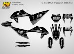 Наклейки на кроссовый и эндуро мотоцикл KTM SX-SXF 2019, 2020, 2021, 2022 EXC 2020, 2021, 2022, 2023. Серия Gray Gradient | MX Graphics мото-графика