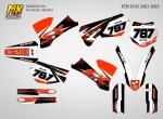 Наклейки на кроссовый мотоцикл KTM SX 85 2003, 2004, 2005. Серия Orange Neon | MX Graphics мото-графика