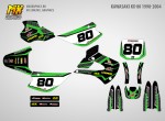 Наклейки на мотоцикл кроссовый Kawasaki KX80 1998, 1999, 2000, 2001, 2002, 2003, 2004. Серия GrayBee Green | MX Graphics мото-графика