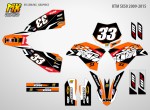 Наклейки на кроссовый мотоцикл KTM SX 50 2009, 2010, 2011, 2012, 2013, 2014, 2015. Серия Black MOTUL | MX Graphics мото-графика