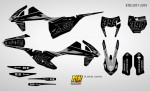 Наклейки на кросс-эндуро мотоцикл KTM EXC XC XCF 2017, 2018, 2019. Серия BW Gray | MX Graphics мото-графика