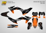 Наклейки на кроссовый и эндуро мотоцикл KTM SX-SXF 2023, 2024, EXC 2024. Серия RedBull GRAY | MX Graphics мото-графика