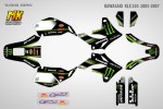 Наклейки на мотоцикл Kawasaki KLX 250 2005, 2006, 2007. Серия MonsterEnergy | MX Graphics мото-графика