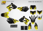 Наклейки на мотоцикл Suzuki DRZ 400 (S, SM, E). Серия Yellow Fire | MX Graphics мото-графика