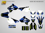 Наклейки на мотоцикл Suzuki DRZ 400 (S, SM, E). Серия Blue Neon | MX Graphics мото-графика