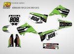 Наклейки на мотоцикл Kawasaki KX125 KX250 2003, 2004, 2005, 2006, 2007, 2008, 2009, 2010, 2011, 2012. Серия Scratch | MX Graphics мото-графика