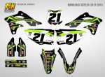Наклейки на мотоцикл Kawasaki KX250F 2013, 2014, 2015, 2016. Серия GrayBee Neon | MX Graphics мото-графика