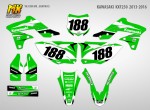 Наклейки на мотоцикл Kawasaki KX250F 2013, 2014, 2015, 2016. Серия Laconic Green | MX Graphics мото-графика