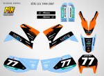 Наклейки на мотоцикл KTM LC4 1998, 1999, 2000, 2001, 2002, 2003, 2004, 2005, 2006, 2007. Серия Panki Blue | MX Graphics мото-графика