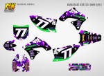 Наклейки на мотоцикл Kawasaki KX250F 2009, 2010, 2011, 2012. Серия Purple style | MX Graphics мото-графика