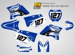 Наклейки на мотоцикл Yamaha YZ125-250 2002, 2003, 2004, 2005, 2006, 2007, 2008, 2009, 2010, 2011, 2012, 2013, 2014. Серия Blue Classic | MX Graphics мото-графика