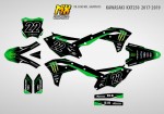 Наклейки на мотоцикл Kawasaki KX250F 2017, 2018, 2019, 2020. Серия Black MONSTER | MX Graphics мото-графика